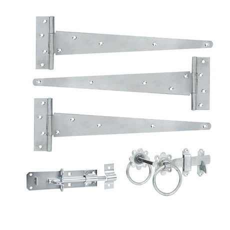This is an image of Spira Brass - 10" 250mm Plain Ring Gate Ironmongery Kit Zinc   available to order from trade door handles, quick delivery and discounted prices.