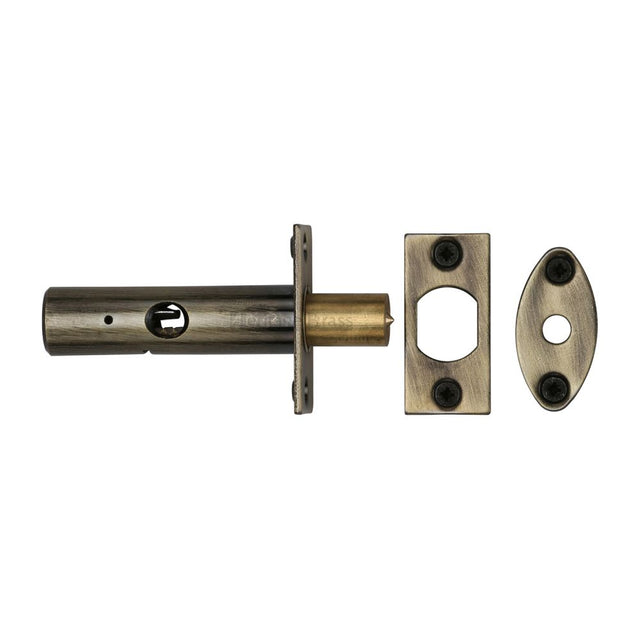 This is an image of a Heritage Brass - Rack Bolt without Turn Antique Brass Finish, rb7-at that is available to order from Trade Door Handles in Kendal.