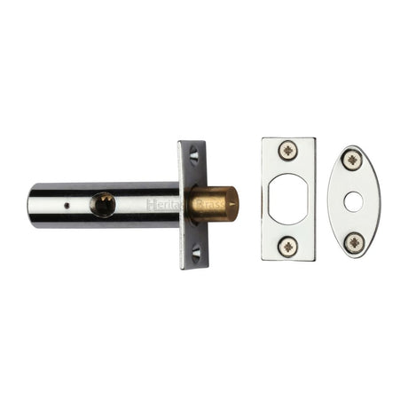 This is an image of a Heritage Brass - Rack Bolt without Turn Polished Chrome Finish, rb7-pc that is available to order from Trade Door Handles in Kendal.