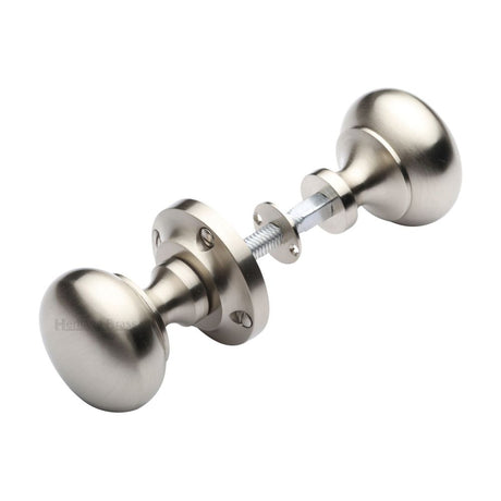 This is an image of a Heritage Brass - Victoria Rim Knob Satin Nickel Finish, rim-v980-sn that is available to order from Trade Door Handles in Kendal.