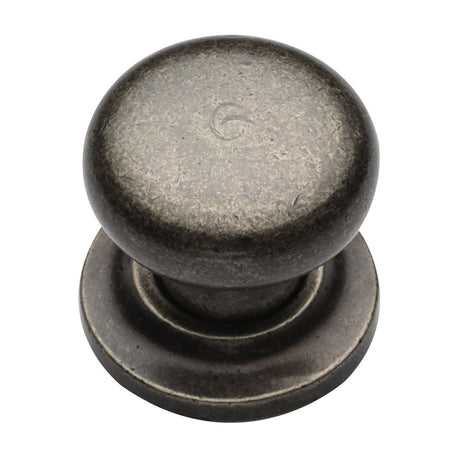 This is an image of a M.Marcus - Rustic Pewter Cabinet Knob Round Design on Rose 38mm, rpw613-38 that is available to order from Trade Door Handles in Kendal.