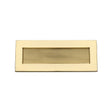 This is an image of a Heritage Brass - Reeded Letterplate 10" x 4" Polished Brass finish, rr852-254-101-pb that is available to order from Trade Door Handles in Kendal.