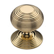 This is an image of a Heritage Brass - Centre Door Knob Reeded Design 3 1/2 Polished Brass Finish, rr906-pb that is available to order from Trade Door Handles in Kendal.