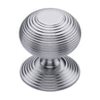 This is an image of a Heritage Brass - Centre Door Knob Reeded Design 3 1/2 Satin Chrome Finish, rr906-sc that is available to order from Trade Door Handles in Kendal.