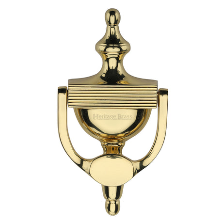 This is an image of a Heritage Brass - Urn Knocker 7 1/4" Polished Brass finish, rr912-195-pb that is available to order from Trade Door Handles in Kendal.