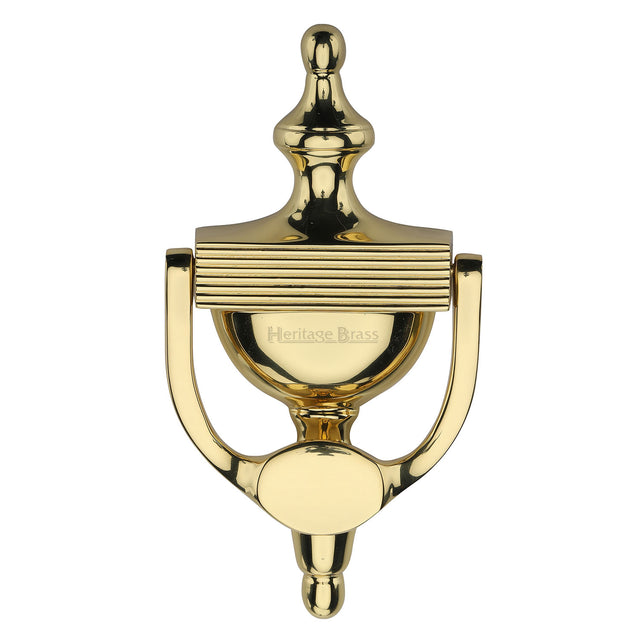 This is an image of a Heritage Brass - Urn Knocker 7 1/4" Polished Brass finish, rr912-195-pb that is available to order from Trade Door Handles in Kendal.