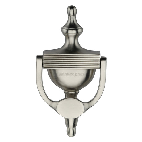 This is an image of a Heritage Brass - Urn Knocker 7 1/4" Satin Nickel finish, rr912-195-sn that is available to order from Trade Door Handles in Kendal.