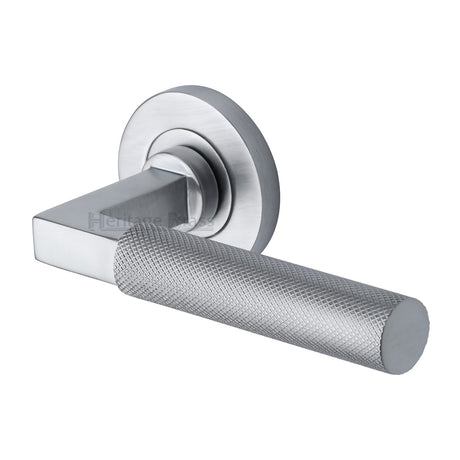 This is an image of a Heritage Brass - Door Handle Lever on Rose Signac Design Satin Chrome Finish, rs2260-sc that is available to order from Trade Door Handles in Kendal.