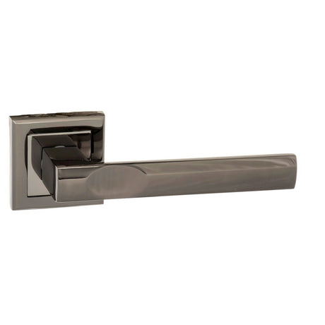 This is an image of STATUS Kansas Lever on Square Rose - Black Nickel available to order from Trade Door Handles.