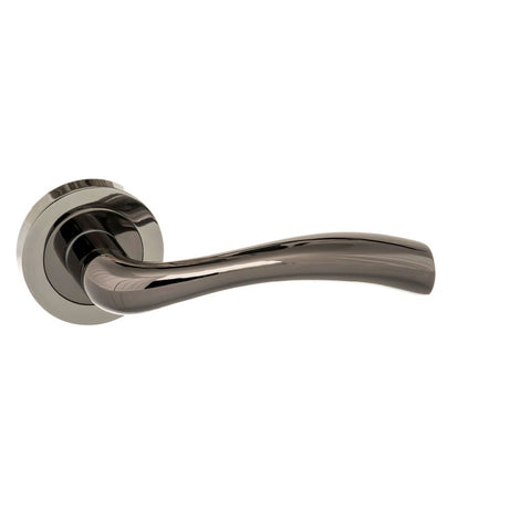 This is an image of STATUS Texas Lever on Round Rose - Black Nickel available to order from Trade Door Handles.