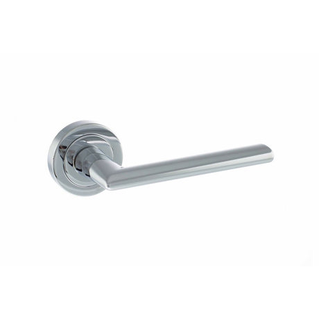 This is an image of STATUS Georgia Lever on Round Rose - Polished Chrome available to order from Trade Door Handles.