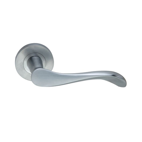 This is an image of Spira Brass - Rosalie Lever Door Handle Satin Chrome   available to order from trade door handles, quick delivery and discounted prices.