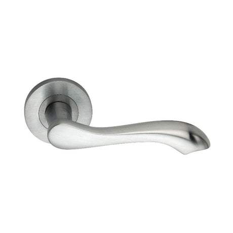 This is an image of Spira Brass - Camila Lever Door Handle Satin Chrome   available to order from trade door handles, quick delivery and discounted prices.