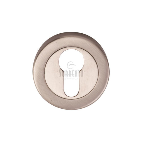 This is an image of a Sorrento - Euro Profile Cylinder Escutcheon Satin Nickel Finish, sc-0192-sn that is available to order from Trade Door Handles in Kendal.