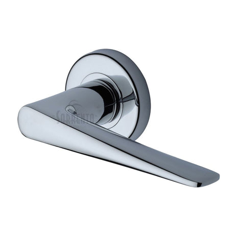 This is an image of a Sorrento - Door Handle Lever Latch on Round Rose Amalfi Design Polished Chrome Finis, sc-2059-pc that is available to order from Trade Door Handles in Kendal.