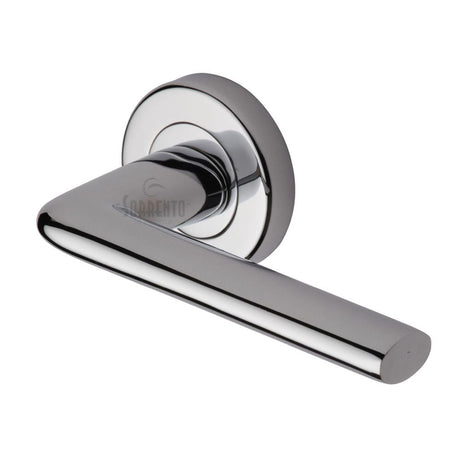 This is an image of a Sorrento - Door Handle Lever Latch on Round Rose Lena Design Polished Chrome Finish, sc-2352-pc that is available to order from Trade Door Handles in Kendal.