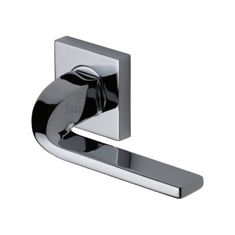 This is an image of a Sorrento - Door Handle Lever Latch on Round Rose Stanford Design Polished Chrome Fin, sc-3788-pc that is available to order from Trade Door Handles in Kendal.