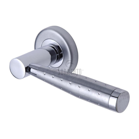 This is an image of a Sorrento - Door Handle Lever Latch on Round Rose Roda Design Apollo Finish, sc-3875-ap that is available to order from Trade Door Handles in Kendal.