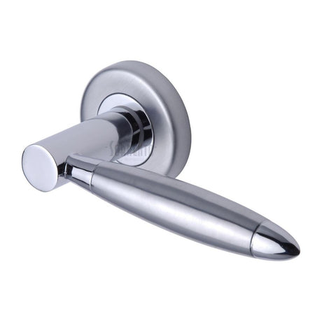 This is an image of a Sorrento - Door Handle Lever Latch on Round Rose Fluo Design Apollo Finish, sc-3952-ap that is available to order from Trade Door Handles in Kendal.
