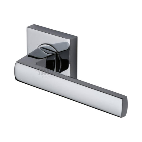 This is an image of a Sorrento - Door Handle Lever Latch on Round Rose Axis Design Polished Chrome Finish, sc-4062-pc that is available to order from Trade Door Handles in Kendal.