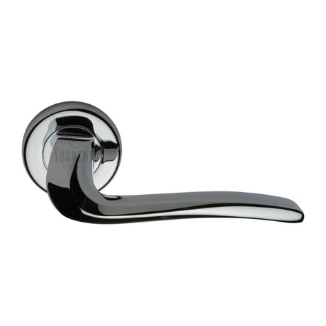 This is an image of a Sorrento - Door Handle Lever Latch on Round Rose Capri Design Polished Chrome Finish, sc-4262-pc that is available to order from Trade Door Handles in Kendal.