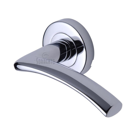 This is an image of a Sorrento - Door Handle Lever Latch on Round Rose Tosca Design Polished Chrome Finish, sc-4352-pc that is available to order from Trade Door Handles in Kendal.