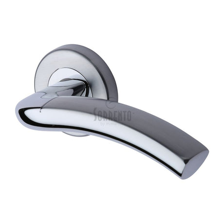 This is an image of a Sorrento - Door Handle Lever Latch on Round Rose Como Design Apollo Finish, sc-4582-ap that is available to order from Trade Door Handles in Kendal.