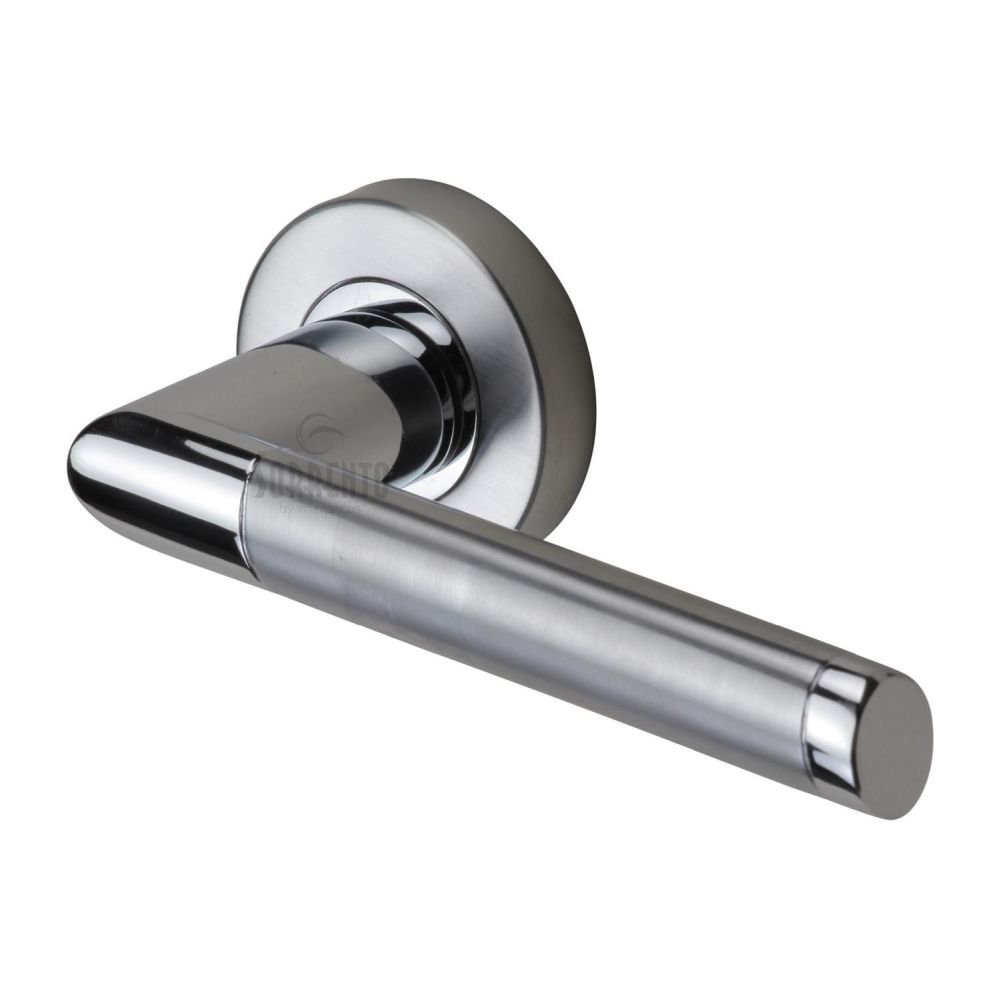 High quality image of Sorrento - Door Handle Lever Latch on Round Rose Mercury Design Apollo Finish | Sku. sc-4692-ap | Trade Door Handles, Kendal.