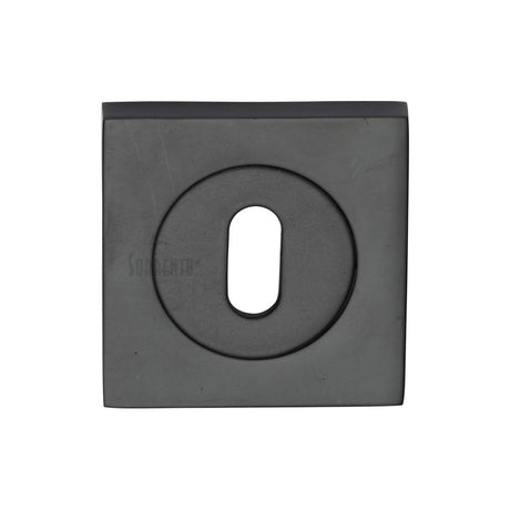 This is an image of a Sorrento - Keyhole Square Escutcheon Matt Black Finish, sc-sq0191-blk that is available to order from Trade Door Handles in Kendal.