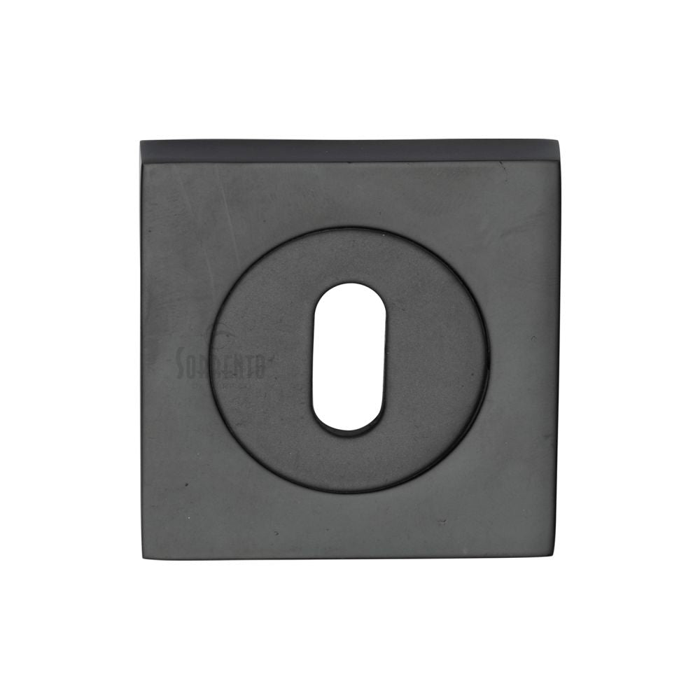 This is an image of a Sorrento - Keyhole Square Escutcheon Matt Black Finish, sc-sq0191-blk that is available to order from Trade Door Handles in Kendal.