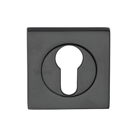 This is an image of a Sorrento - Euro Square Escutcheon Matt Black Finish, sc-sq0192-blk that is available to order from Trade Door Handles in Kendal.