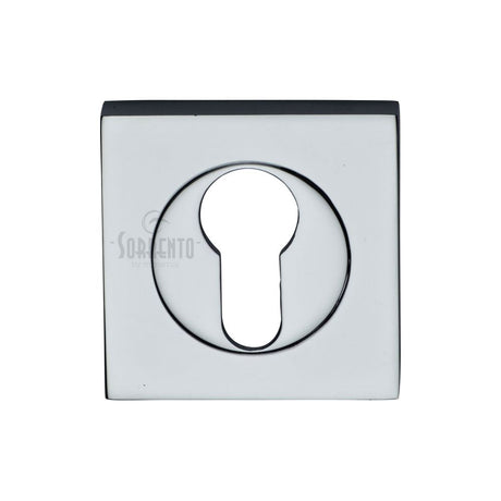 This is an image of a Sorrento - Euro Square Escutcheon Polished Chrome Finish, sc-sq0192-pc that is available to order from Trade Door Handles in Kendal.