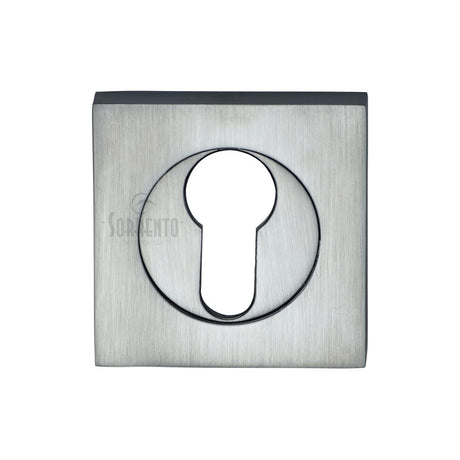 This is an image of a Sorrento - Euro Square Escutcheon Satin Chrome Finish, sc-sq0192-sc that is available to order from Trade Door Handles in Kendal.