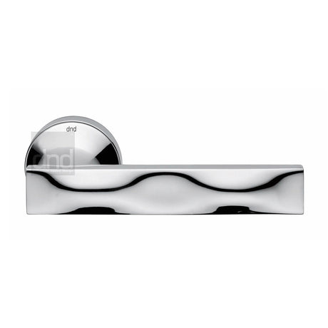 This is an image of a DND - Sike Door Handle on Round Rose Polished Chrome, sk14-pc that is available to order from Trade Door Handles in Kendal.
