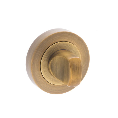 This is an image of Senza Pari WC Turn and Release on Round Rose - Weathered Antique Bronze available to order from Trade Door Handles.