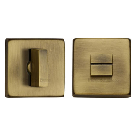 This is an image of a Heritage Brass - Square Thumbturn & Emergency Release Antique Brass Finish, sq4035-at that is available to order from Trade Door Handles in Kendal.