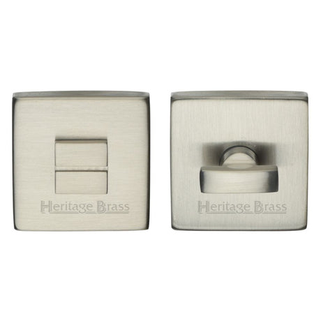 This is an image of a Heritage Brass - Square Thumbturn & Emergency Release Satin Nickel Finish, sq5040-sn that is available to order from Trade Door Handles in Kendal.