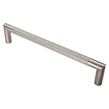 This is an image of a Eurospec - Mitred Knurled Pull Handle - Satin Stainless Steel that is availble to order from Trade Door Handles in Kendal.