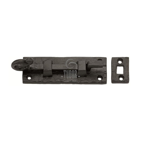 This is an image of a The Tudor Collection - Door Bolt Necked 4" Black Iron, tc159-102 that is available to order from Trade Door Handles in Kendal.