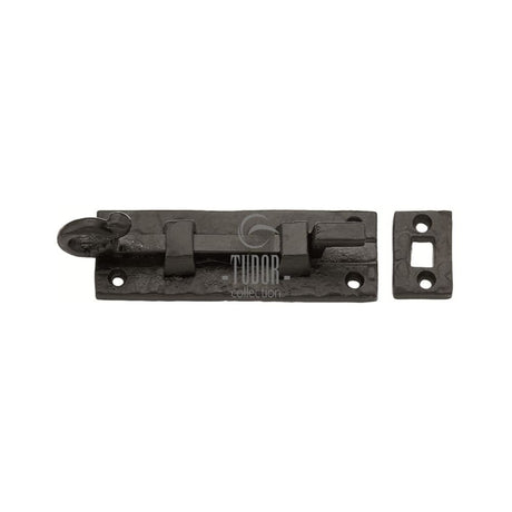 This is an image of a The Tudor Collection - Door Bolt Necked 3" Black Iron, tc159-76 that is available to order from Trade Door Handles in Kendal.