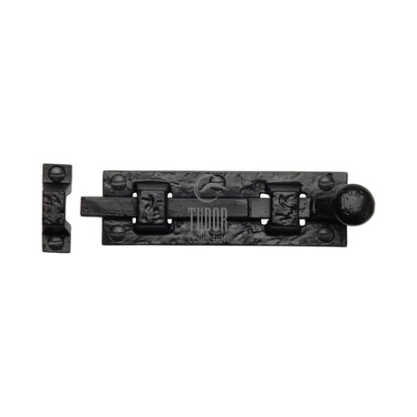 This is an image of a The Tudor Collection - Door Bolt Straight 3" Black Iron, tc168-76 that is available to order from Trade Door Handles in Kendal.