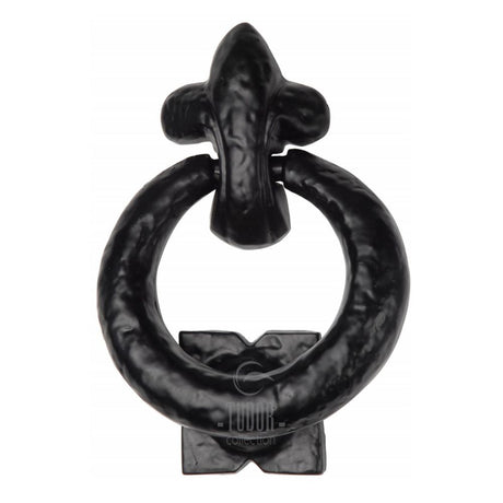 This is an image of a The Tudor Collection - Ring Knocker Black Iron, tc335 that is available to order from Trade Door Handles in Kendal.