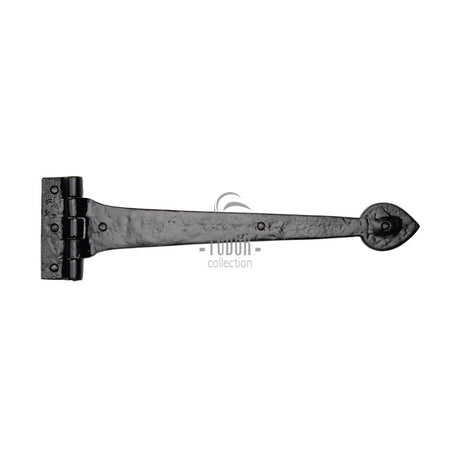 This is an image of a The Tudor Collection - Strap Hinge 15" Black Iron, tc450-381 that is available to order from Trade Door Handles in Kendal.