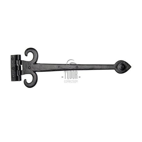 This is an image of a The Tudor Collection - Fleur de Lys Hinge 16" Black Iron, tc460-406 that is available to order from Trade Door Handles in Kendal.