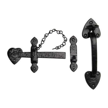 This is an image of a The Tudor Collection - Suffolk Latch Black Iron, tc565 that is available to order from Trade Door Handles in Kendal.