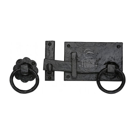 This is an image of a The Tudor Collection - Collection Gate Latch Black Iron, tc570rh that is available to order from Trade Door Handles in Kendal.