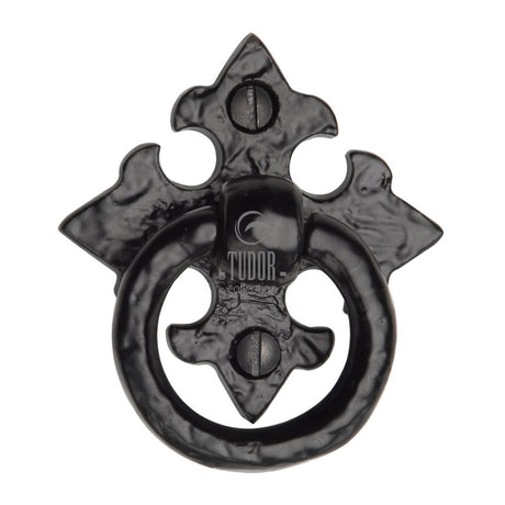This is an image of a The Tudor Collection - Cabinet Ring Pull Black Iron, tc626 that is available to order from Trade Door Handles in Kendal.