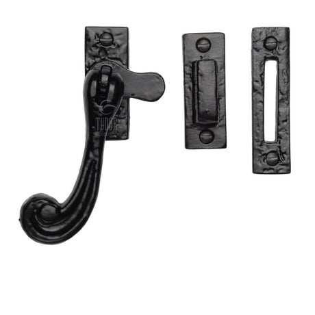 This is an image of a The Tudor Collection - Casement Window Fastener Black Iron, tc675-mp-hp that is available to order from Trade Door Handles in Kendal.