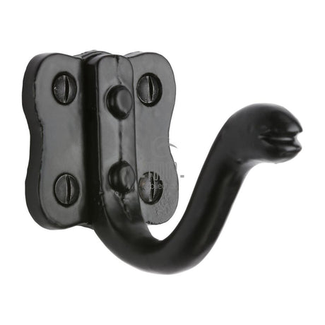 This is an image of a The Tudor Collection - Single Coat Hook Black Iron, tc695 that is available to order from Trade Door Handles in Kendal.