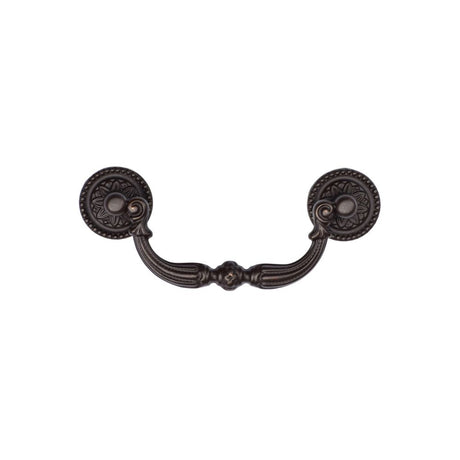 This is an image of a M.Marcus - Ornate Drop Pull 96mm Matt Bronze Finish, tk3085-096-lbn that is available to order from Trade Door Handles in Kendal.